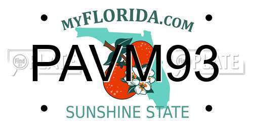 PAVM93 Florida License Plate