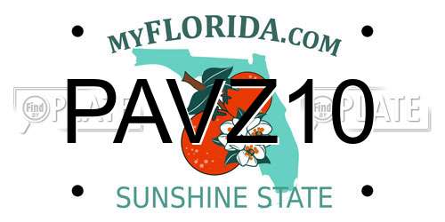 PAVZ10 Florida License Plate