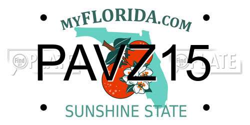 PAVZ15 Florida License Plate