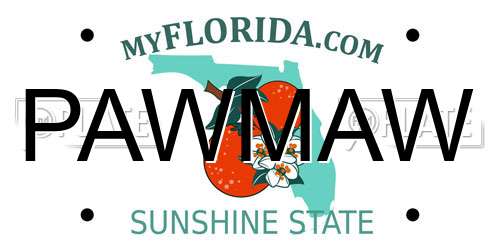 PAWMAW Florida License Plate
