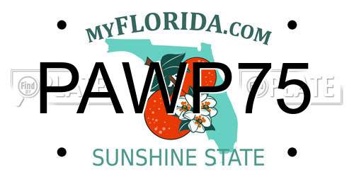 PAWP75 Florida License Plate