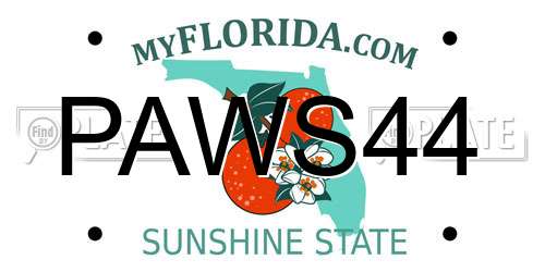 PAWS44 Florida License Plate