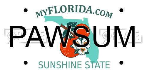 PAWSUM Florida License Plate