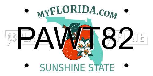 PAWT82 Florida License Plate