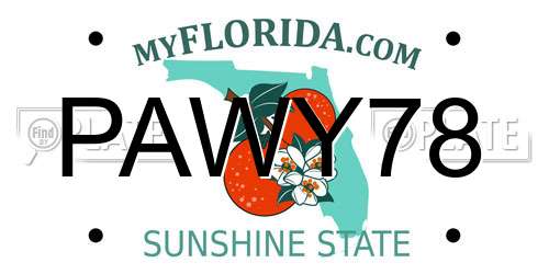 PAWY78 Florida License Plate