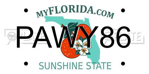 PAWY86 Florida License Plate