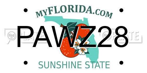 PAWZ28 Florida License Plate