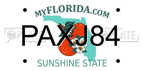PAXJ84 Florida License Plate