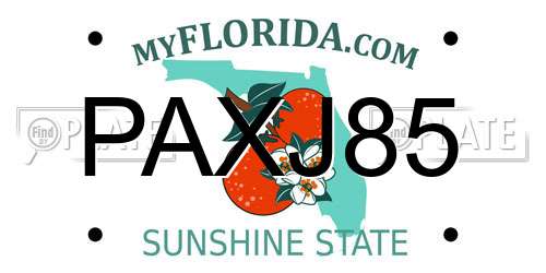 PAXJ85 Florida License Plate