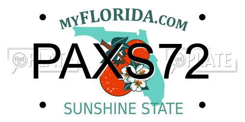 PAXS72 Florida License Plate