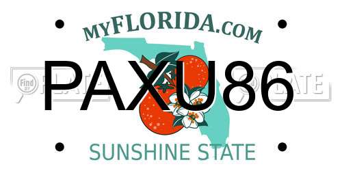 PAXU86 Florida License Plate