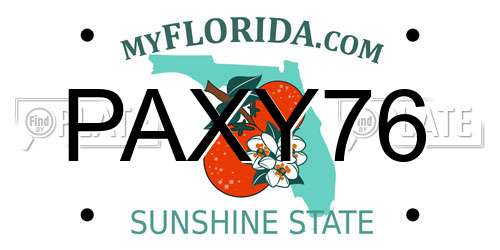 PAXY76 Florida License Plate