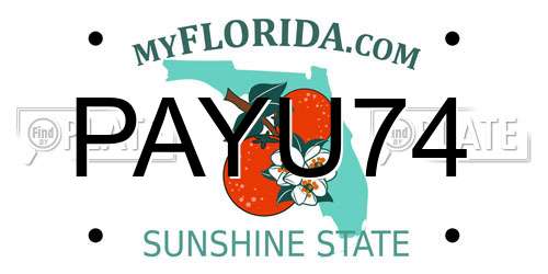 PAYU74 Florida License Plate