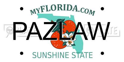 PAZLAW Florida License Plate