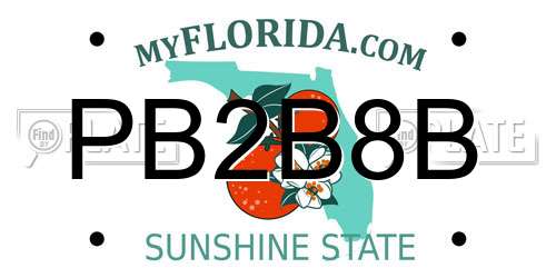 PB2B8B Florida License Plate