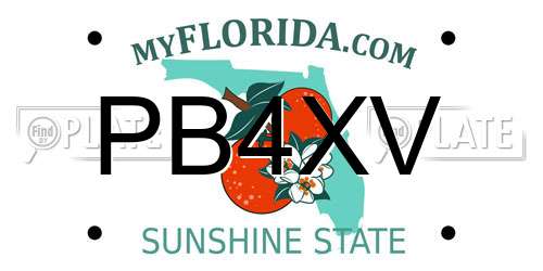 PB4XV Florida License Plate