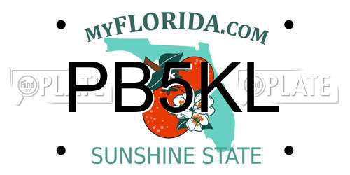 PB5KL Florida License Plate