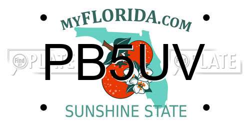 PB5UV Florida License Plate