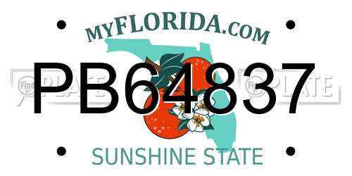 PB64837 Florida License Plate