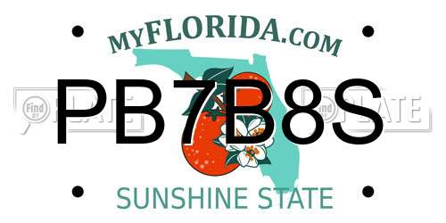 PB7B8S Florida License Plate