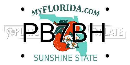 PB7BH Florida License Plate