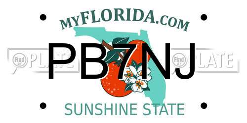 PB7NJ Florida License Plate
