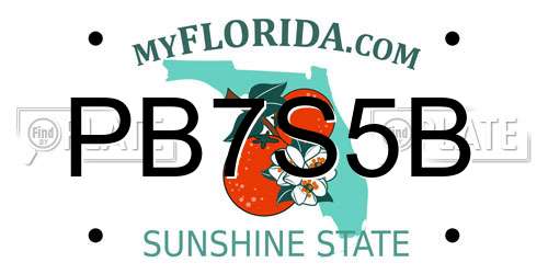 PB7S5B Florida License Plate