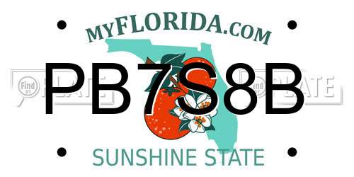 PB7S8B Florida License Plate