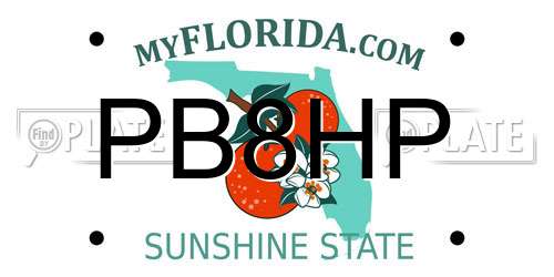 PB8HP Florida License Plate