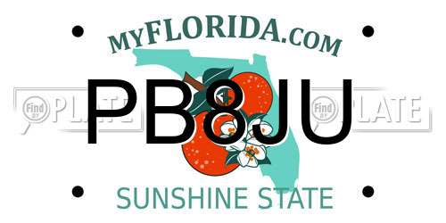PB8JU Florida License Plate