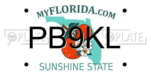 PB9KL Florida License Plate