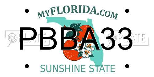PBBA33 Florida License Plate