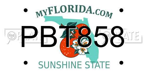 PBT858 Florida License Plate