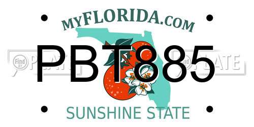 PBT885 Florida License Plate