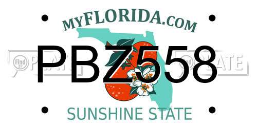 PBZ558 Florida License Plate