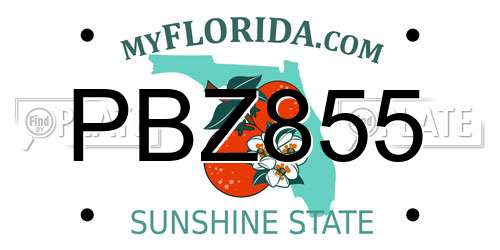 PBZ855 Florida License Plate