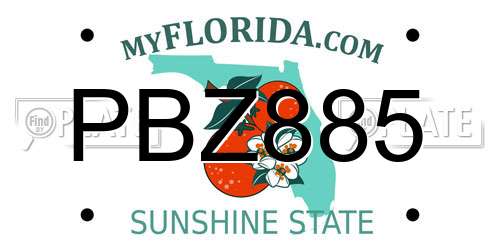 PBZ885 Florida License Plate