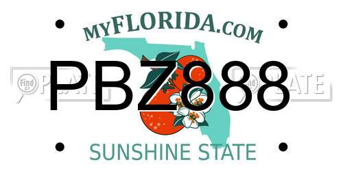 PBZ888 Florida License Plate