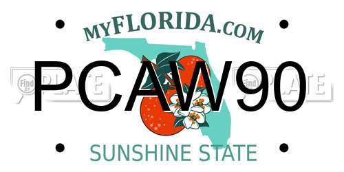 PCAW90 Florida License Plate