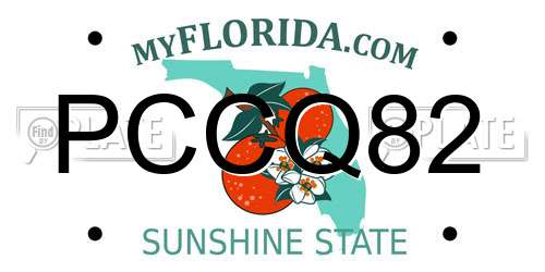 PCCQ82 Florida License Plate