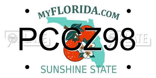 PCCZ98 Florida License Plate