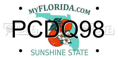 PCDQ98 Florida License Plate