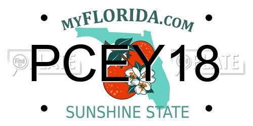 PCEY18 Florida License Plate