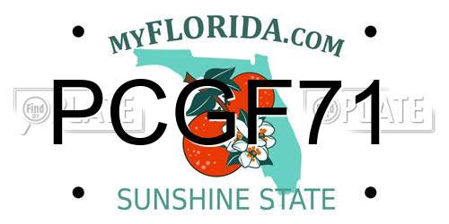 PCGF71 Florida License Plate