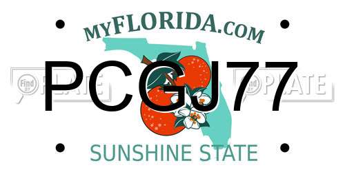 PCGJ77 Florida License Plate