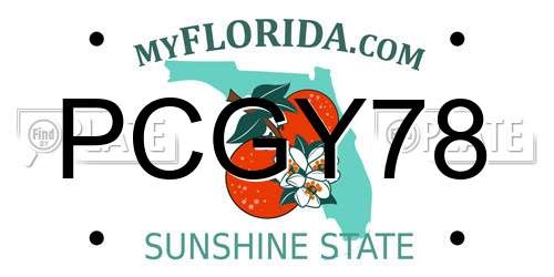 PCGY78 Florida License Plate