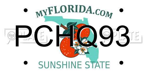 PCHQ93 Florida License Plate