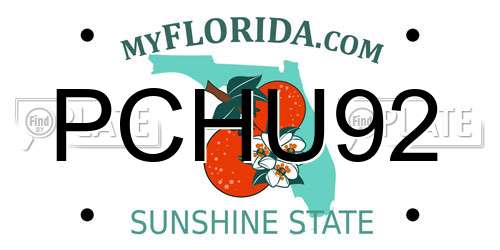 PCHU92 Florida License Plate