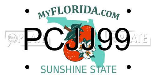 PCJJ99 Florida License Plate