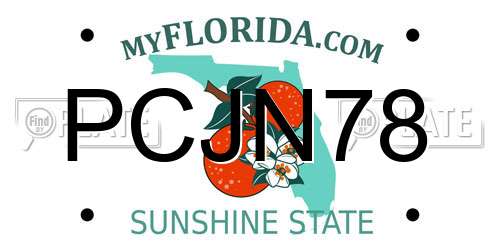 PCJN78 Florida License Plate